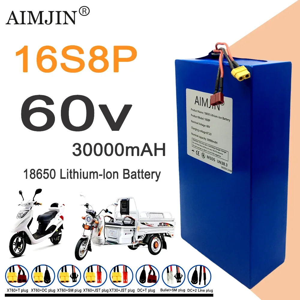 60V 30Ah Electric Scooter Battery - แบตเตอรี่ลิเธียมใหม่เอี่ยม 16S8p 1000-3000W 60V 30Ah 18650