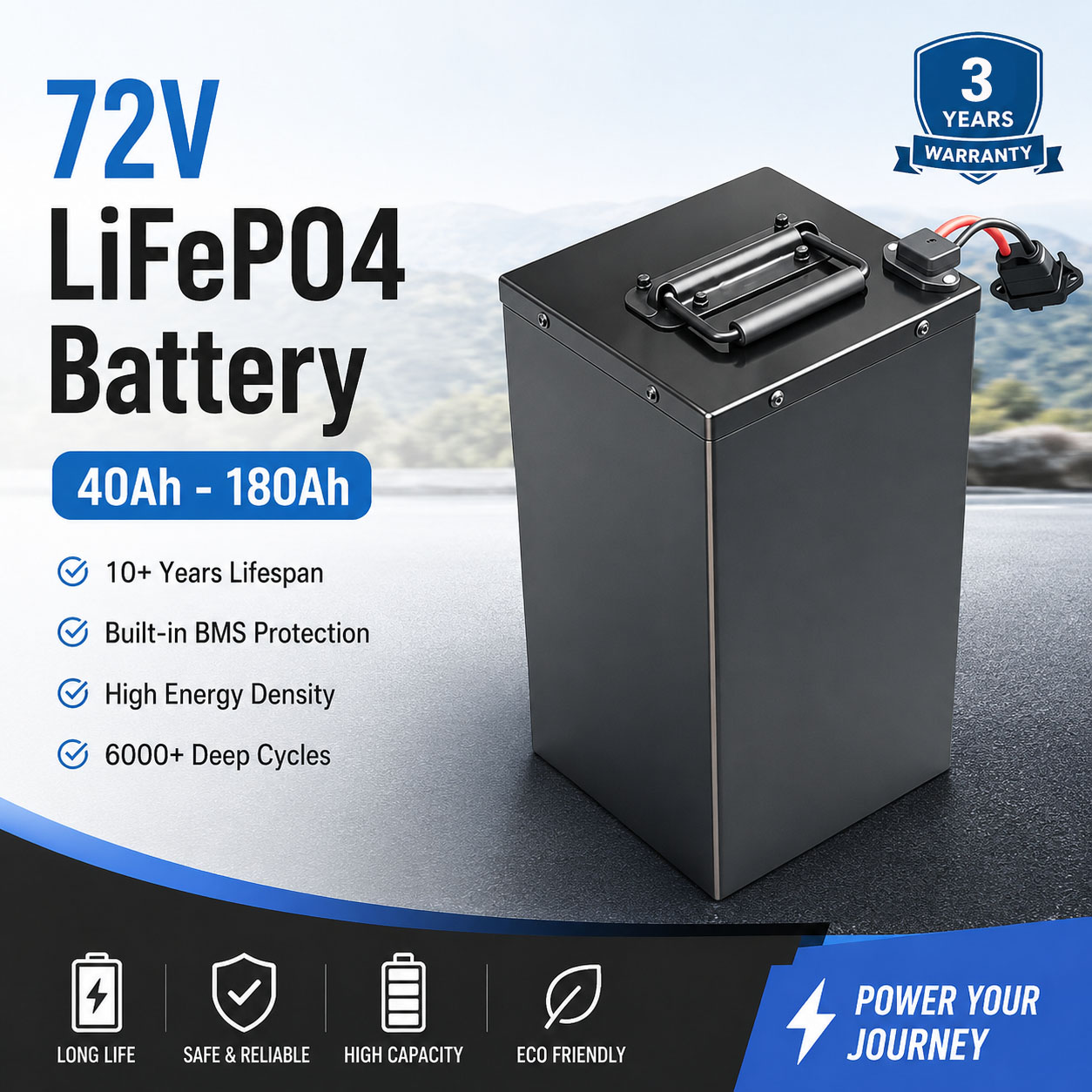 72V 60Ah Lifepo4 Battery Pack - แบตเตอรี่ลิเธียม lifepo4 พลังงานใหม่ 72V 40ah 60ah
