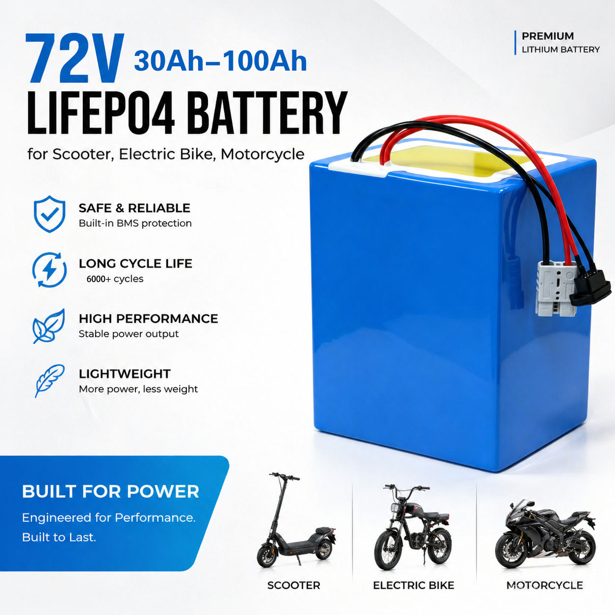 72V 60Ah Lifepo4 Battery Pack - แบตเตอรี่ลิเธียม LiFePO4 72V 50Ah 60Ah 40Ah