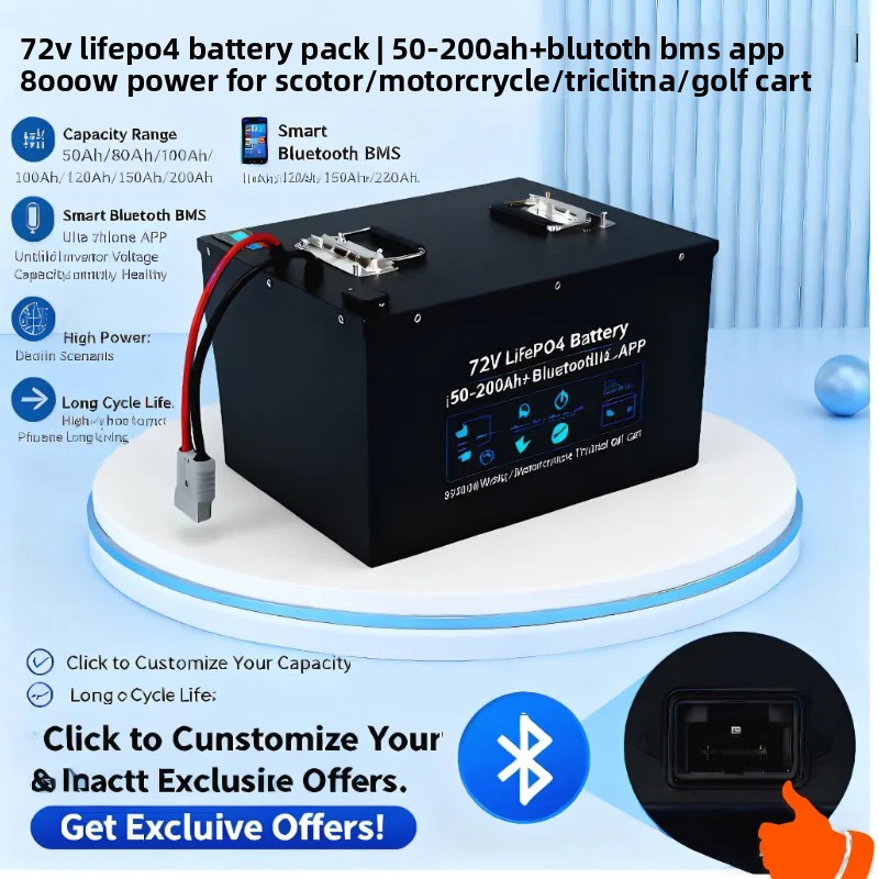 72V 60Ah Lifepo4 Battery Pack - ชุดแบตเตอรี่ลิเธียมไอออนฟอสเฟต 72V 50Ah-200Ah | แอป BMS