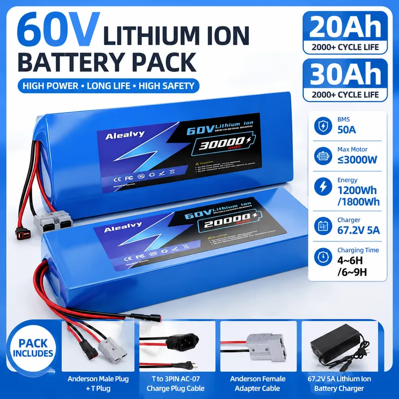 60V 30Ah Electric Scooter Battery - แบตเตอรี่ลิเธียม Aleaivy 60V 20AH 30AH 21700