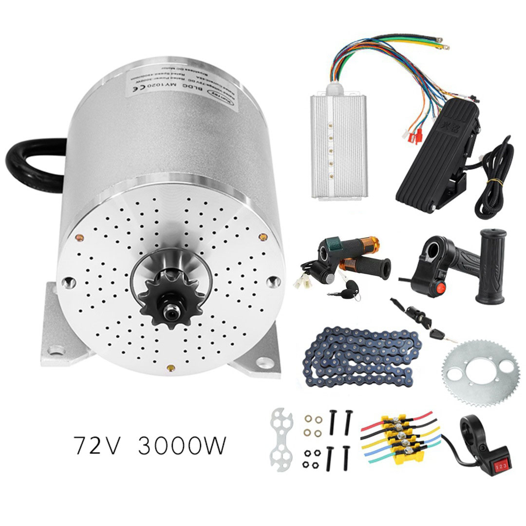 Electric Motorcycle Conversion Kit 72V - ชุดมอเตอร์แปลงรถมอเตอร์ไซค์เป็นรถคาร์ทไฟฟ้า DIY MY1020 1600W 2000W 3000W
