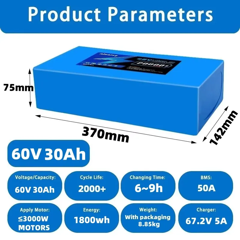 แบตเตอรี่ลิเธียม Aleaivy 60V 2 - 60V 30Ah Electric Scooter Battery บทวิจารณ์และราคา